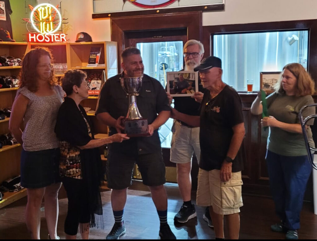 Brewer of the year trophy being awarded