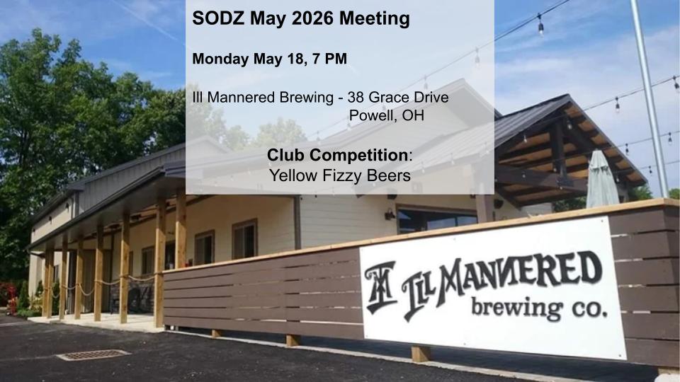 May 2026 SODZ Meeting - Ill Mannered Brewing